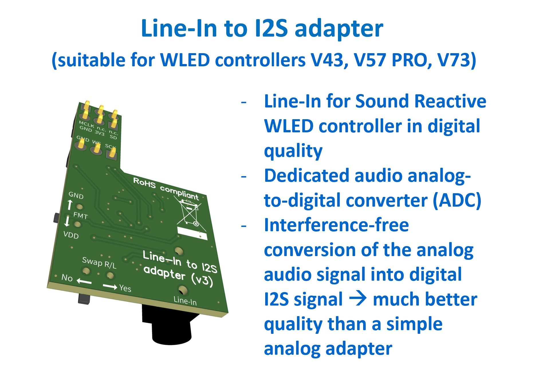 Line-In to I2S adapter for WLED controllers