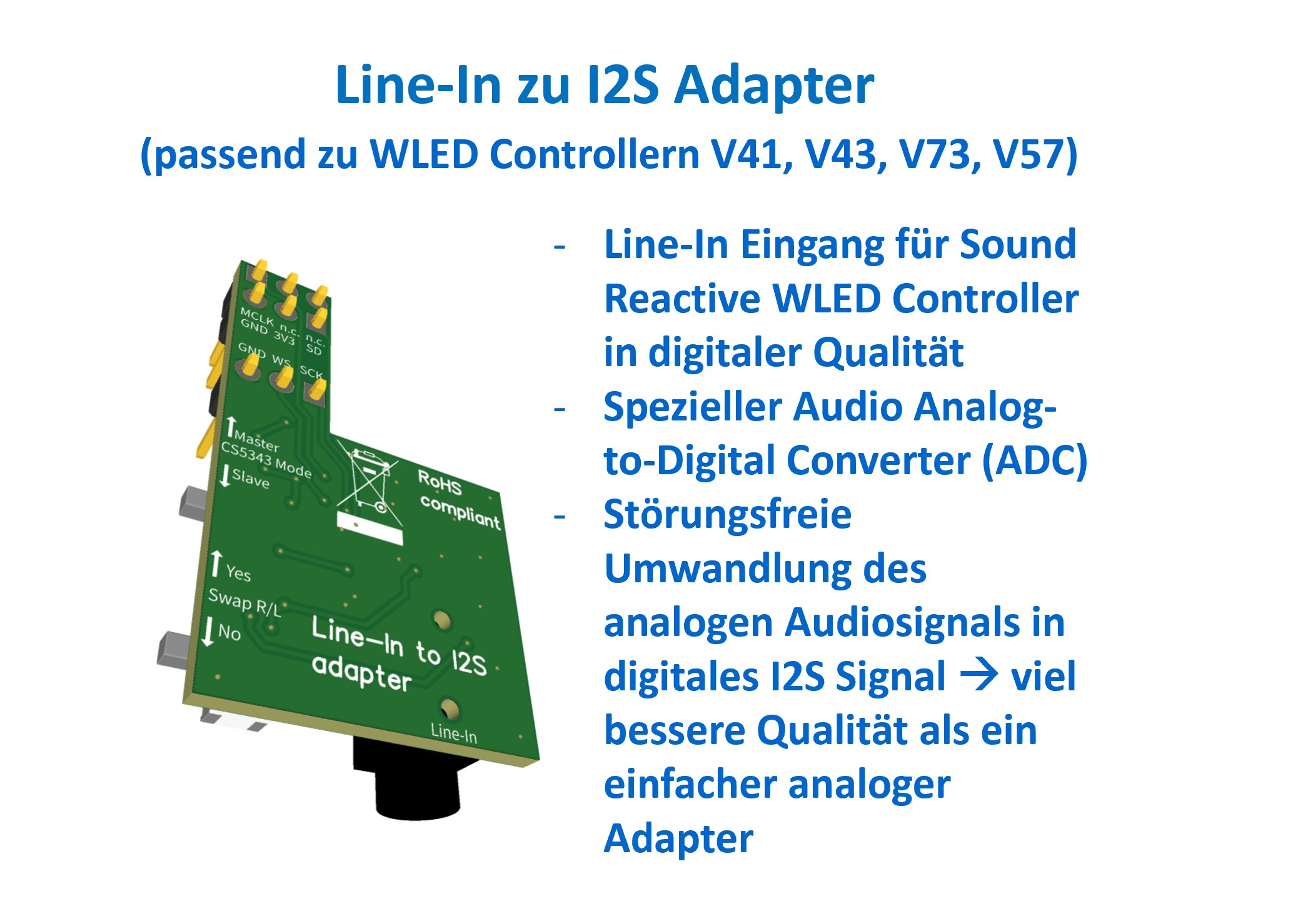 Line-In to I2S adapter for WLED controllers