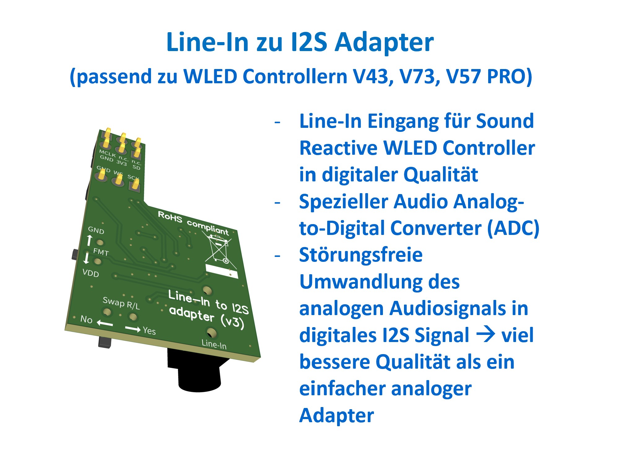 Line-In zu I2S Adapter für WLED Controller